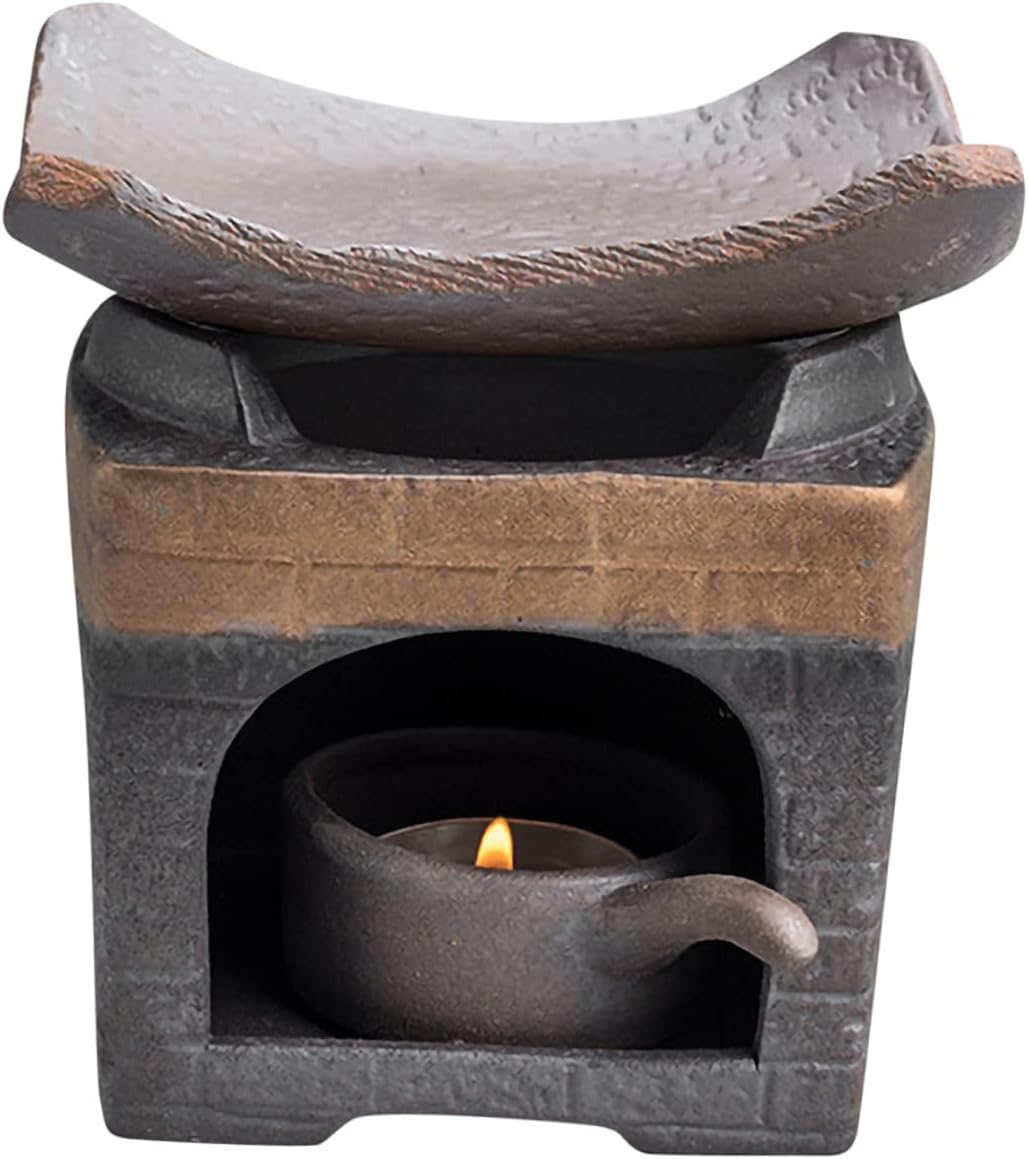 VICASKY Ceramic Teapot Warmer Multifunctional Tea Baking Tool for Home Restaurant Smooth Burr Surface Vintage Style Tea Stove Milk Warmer for Living Office Shop Use