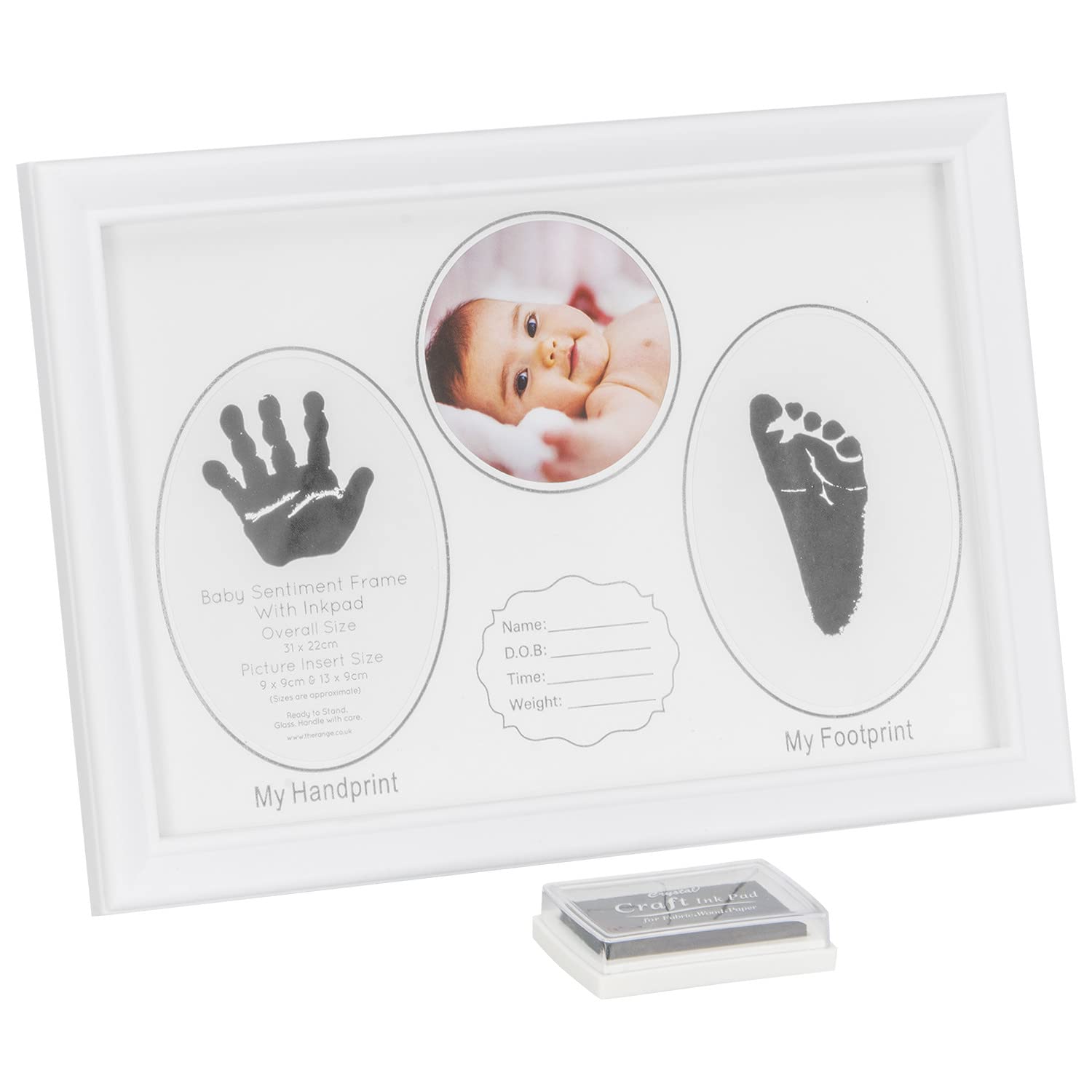 DEENZ Baby Sentiment Frame With Inkpad White Kit For Newborn Boys And Girls, Safe Clean-Touch Gift To New Parents For Christmas Or Baby Shower