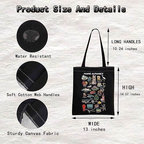 Miniatura 2 de Maine Tote Bag Maine State Gift Maine Camping Gift Maine Regalo de recuerdo para nativo Mainer, Negro -