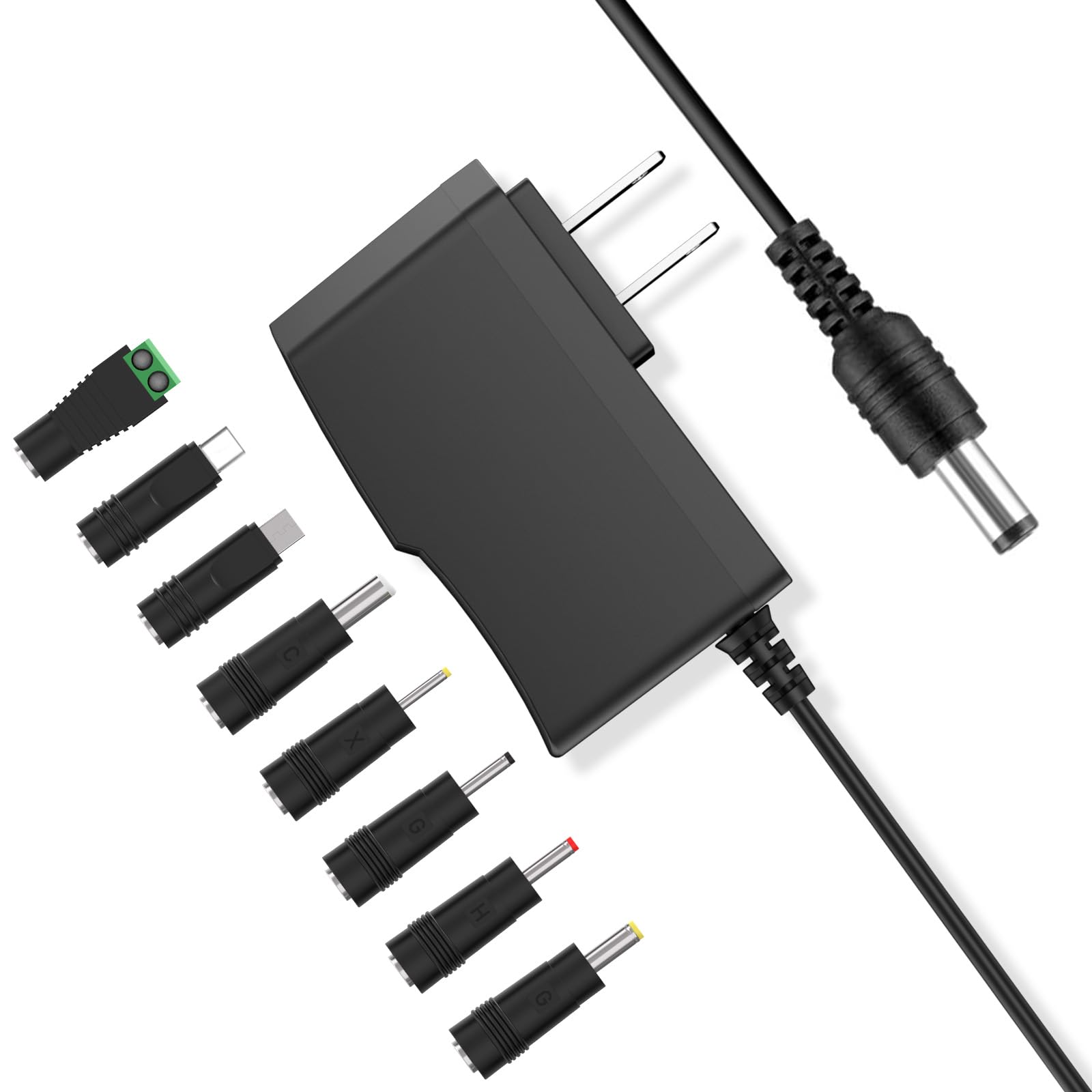 5V 2A Power Adapter Waysse 5V Power Supply with 8 DC Plug Tips 10W AC/DC 5v Power Cord AC 100V-240V to DC 5 Volt 1Amp 0.5A Replacement Charger Cord for TV Box Monitor Scanner