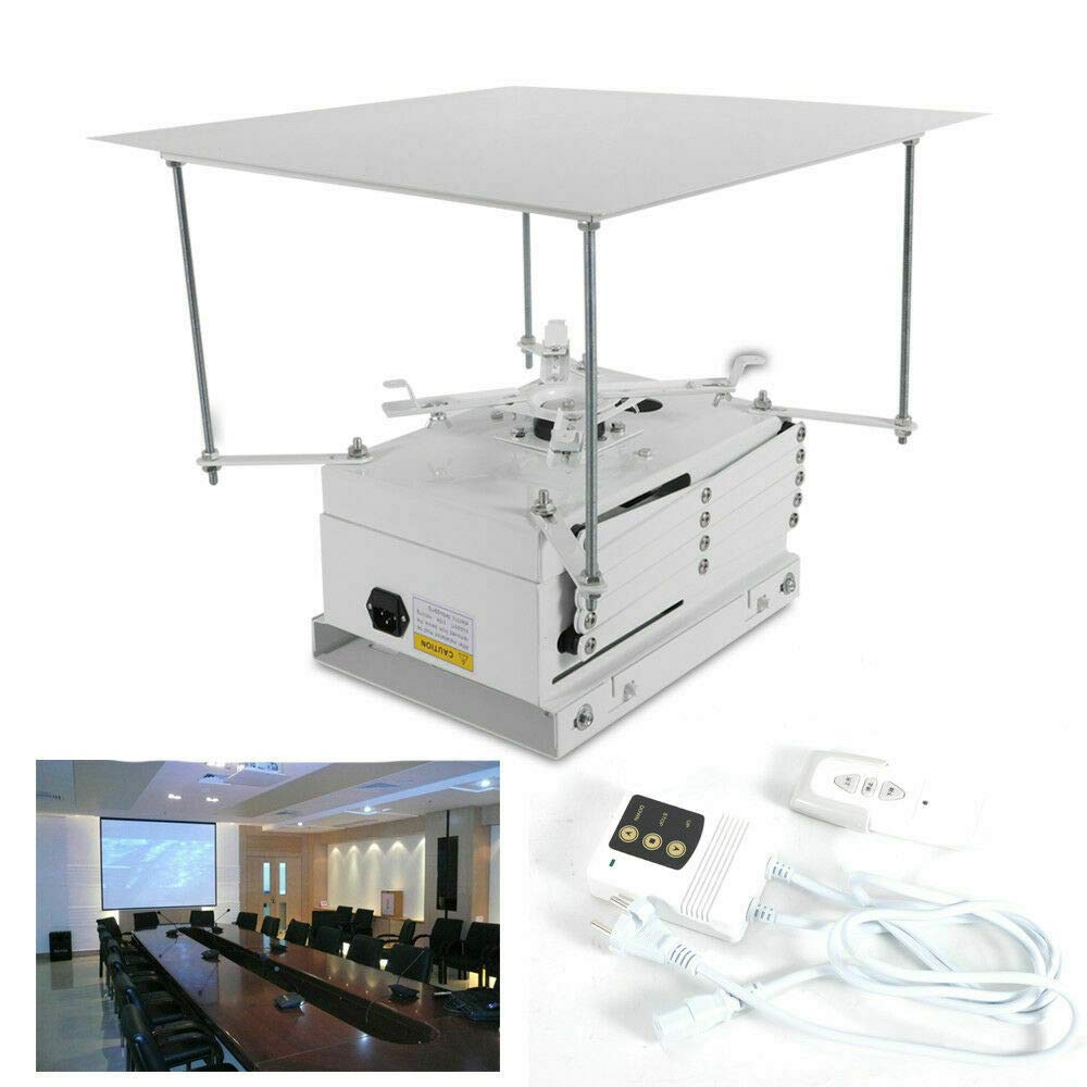 Kaibrite Supporto per proiettore da 10 kg, pieghevole, con sollevatore elettrico motorizzato, con telecomando, per cinema, sala chiesa/scuola