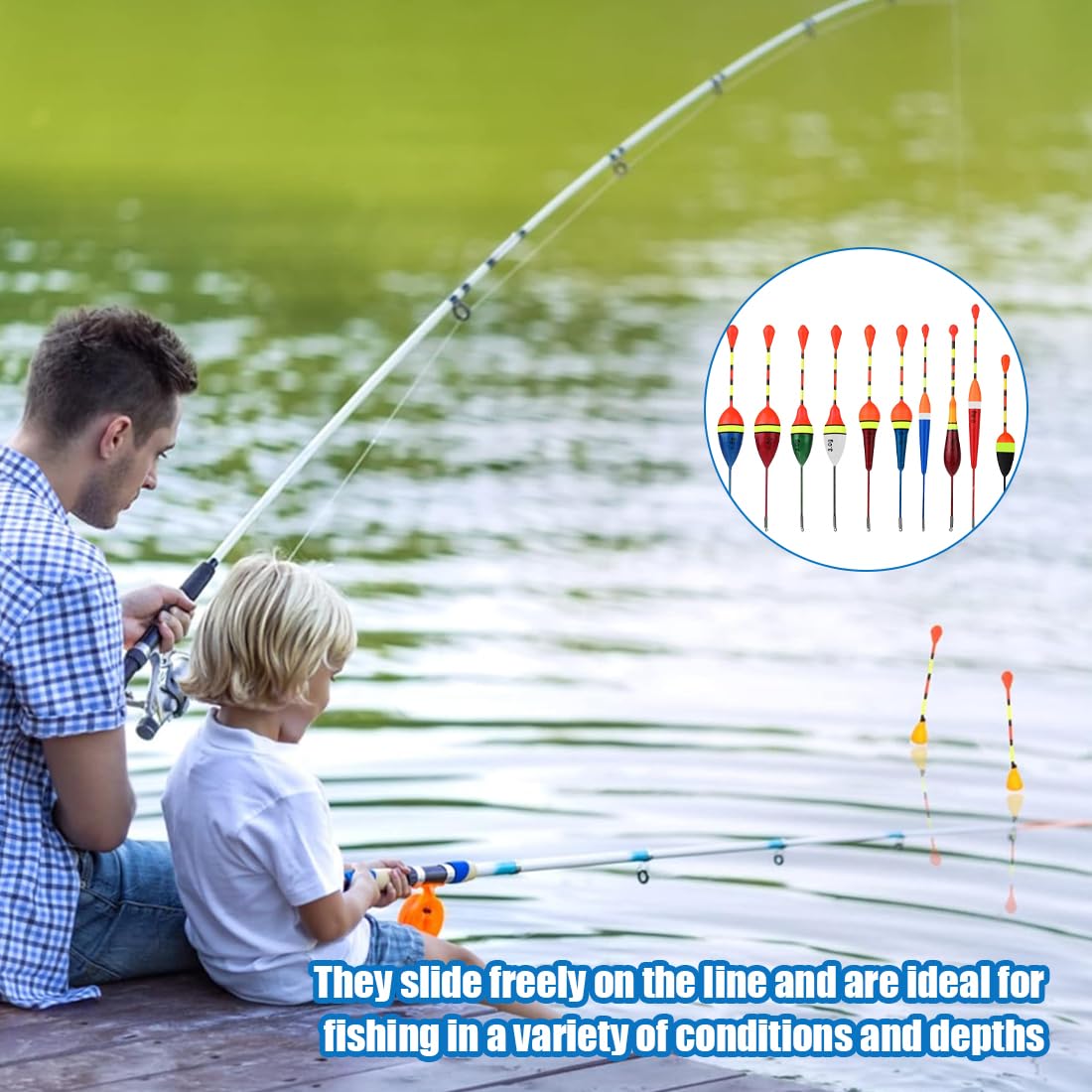 10 Flotteurs De Pêche En Mousse - Slip Bobbers Sensibles - Pour Truite Et Autres Poissons - Tailles Variables - Ressorts Anti-Corrosion