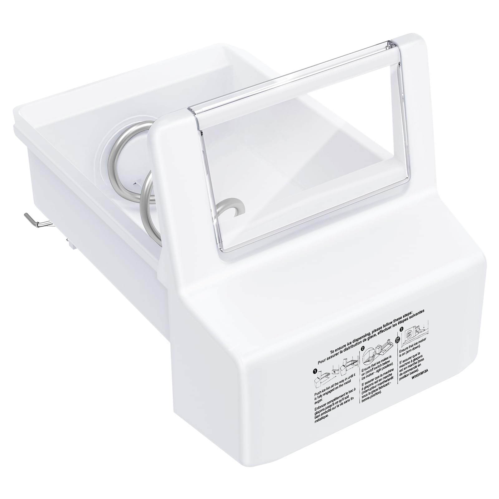 Upgraded WPW10558423 Refrigerator Ice Bucket Compatible with Whirlpool Ice Maker Replacement Parts W10558423 Whirlpool Ice Bucket WRS325FDAM, WRS325SDHZ, WRS315SDHZ, WRS315SDHM, WRS325SDHW Ice Maker