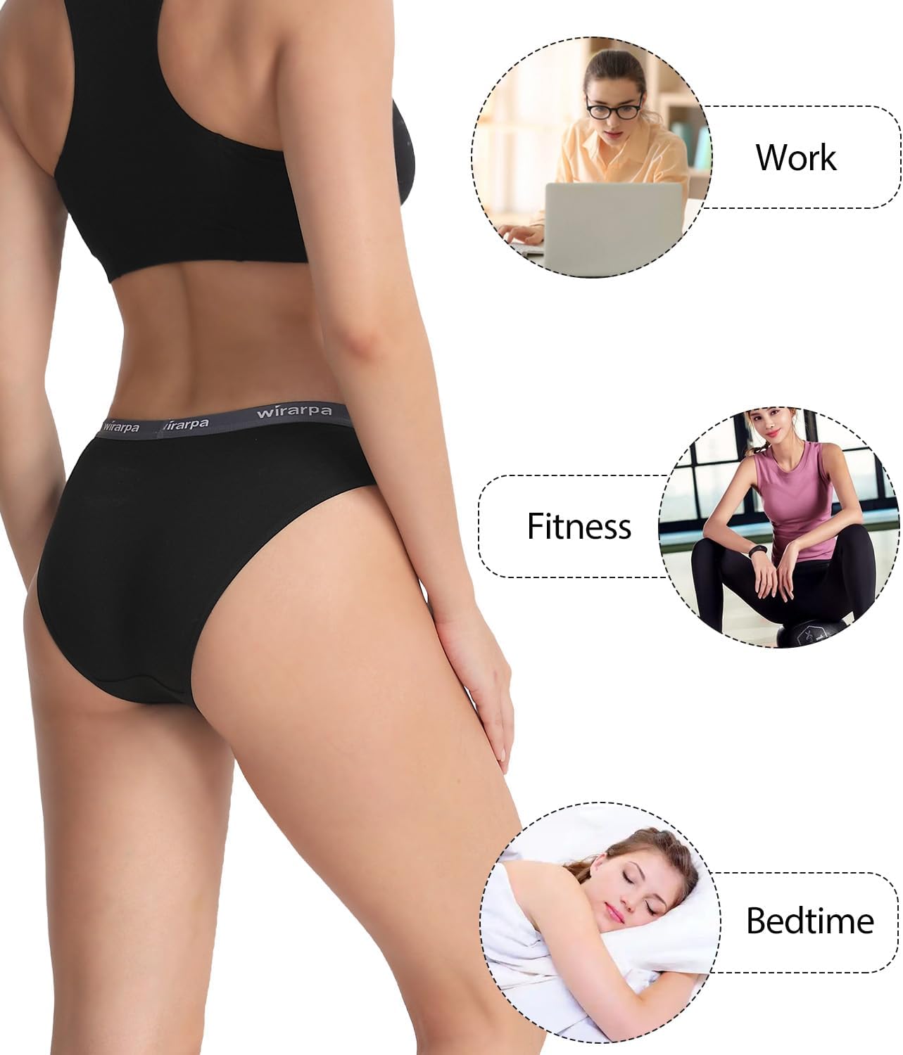 wirarpa Women's Bikini Panties No Panty Line Sexy Cotton Underwear 4/6 Pack - Image 2