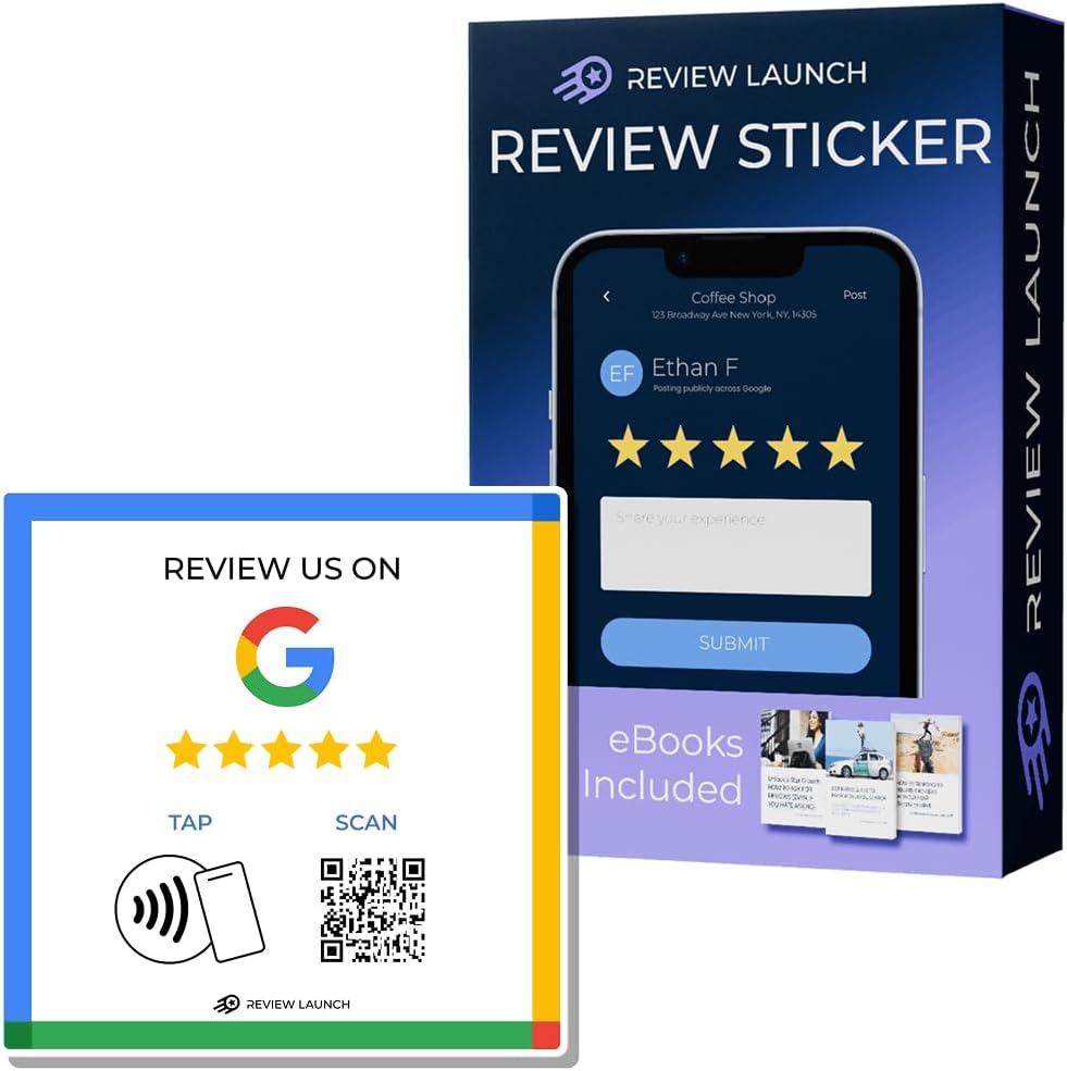 Google Review Tap Card Stand | Boost Online Reviews and Google Rank with Fast Zappy NFC Tap QR Code Stand Works Like Digital Business Card | Compatible with iPhone and Android Devices (1 Large Stand)