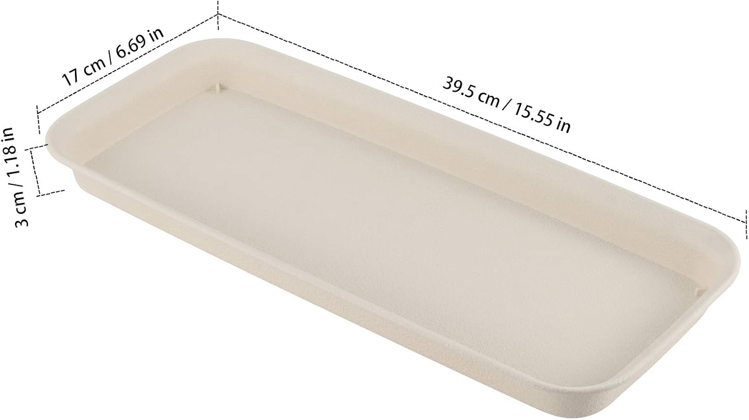 10 Pack 15.5 x 6.7 Inches Rectangular Plastic Plant Saucer Drip Trays, Strong Plastic Plant Pot Saucers, Durable Plant Tray for Indoor and Outdoor Various Plants