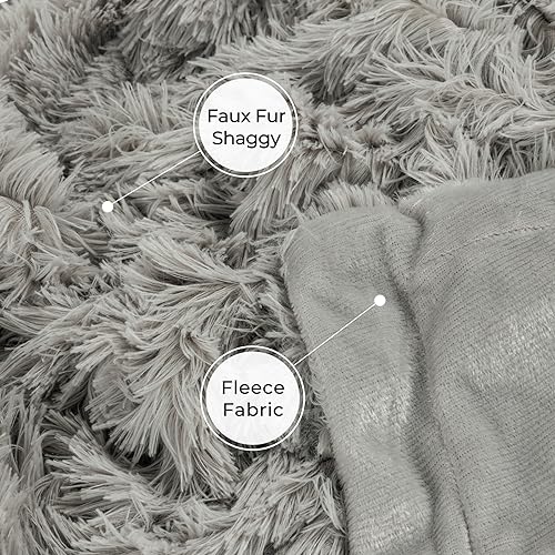 Tuddrom Decorative Extra Soft Faux Fur Blanket Twin Size 70" x 78",Solid Reversible Fuzzy Fluffy Cozy Plush Fleece Comfy Microfiber Blanket for Couch Sofa Bed,Quiet Grey