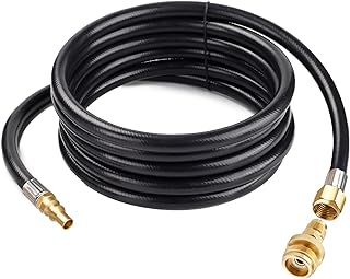 Bbcuepro 12FT Quick Connect Propane Hose for RV to Grill - Propane Quick Disconnect Hose with 1/4" Quick Connect to 3/8" Female Flare Hose - Connects 1 LB Portable Appliance to RV 1/4" Female Connect