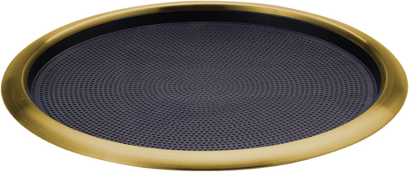Service Ideas TR1614RIVG Tray with Removable Insert, 14" Round, Stainless Steel, Vintage Gold 14" Vintage Gold