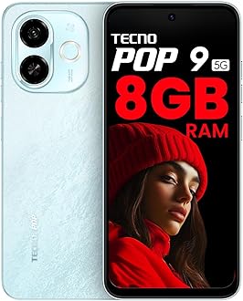 POP 9 5G (Azure Sky, 8GB+128GB) | D6300 5G Processor | 48MP Sony AI Camera | 4+ Year Lag Free Fluency |5000 mAh Battery |Dual Speaker | Without Charger