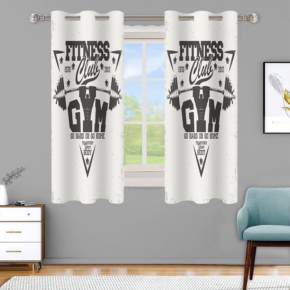 Amazon.com: LshyMn Gym Window Curtain 42x63 Inches Gym Logo
