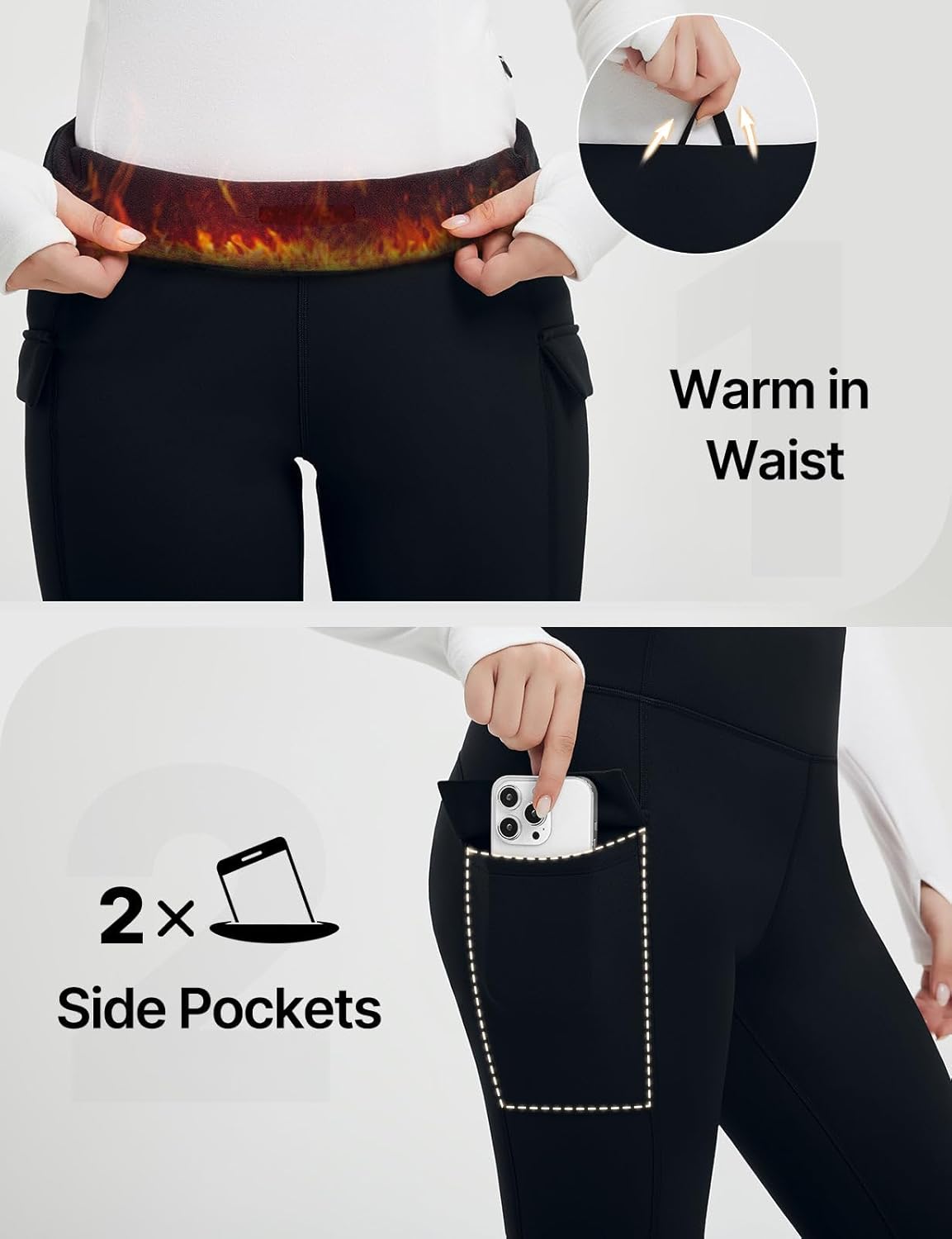 baleaf Women's Thick Fleece Lined Leggings Winter Snow Pants Warm Thermal High Waisted Ski Legging - Image 6