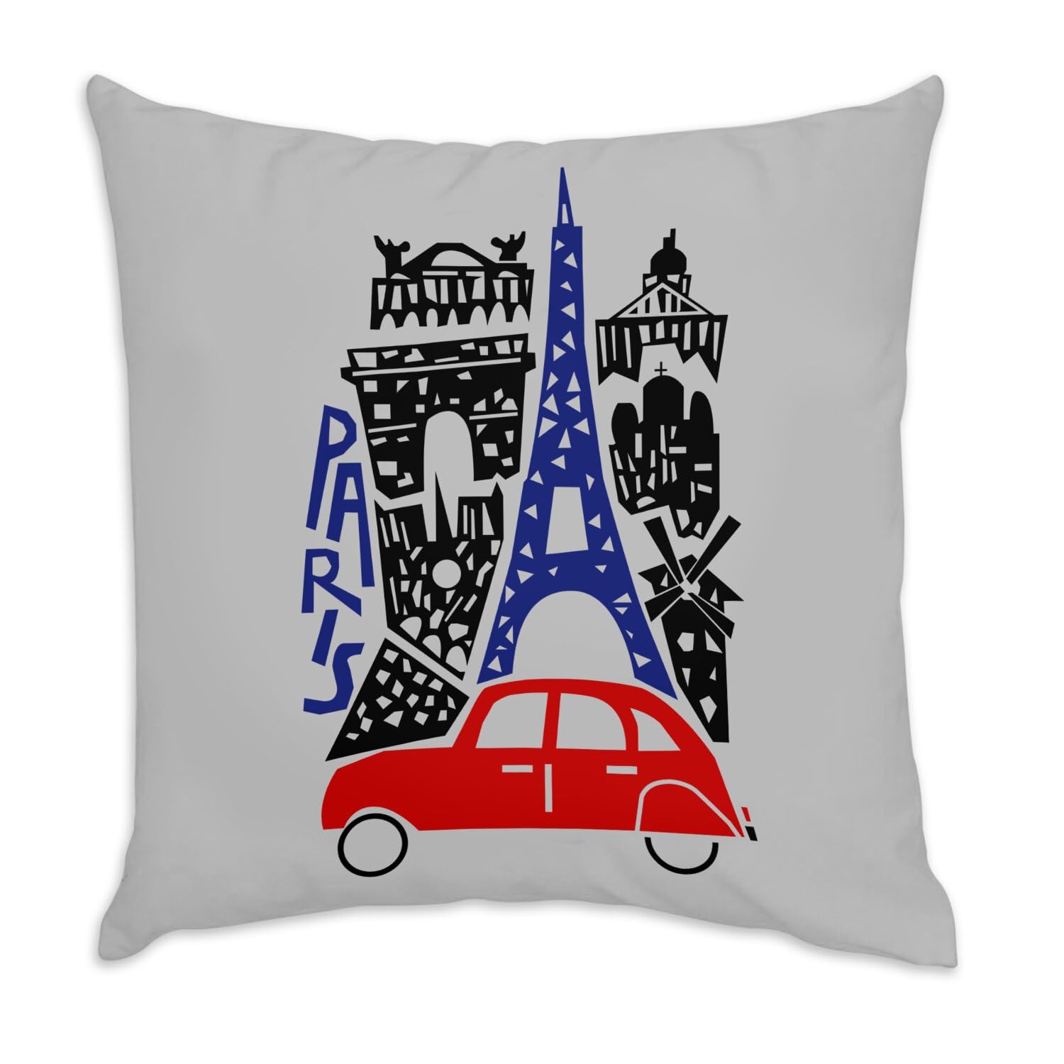 Coussin Velours Gris Paris évoquant les souvenirs de balades rétro