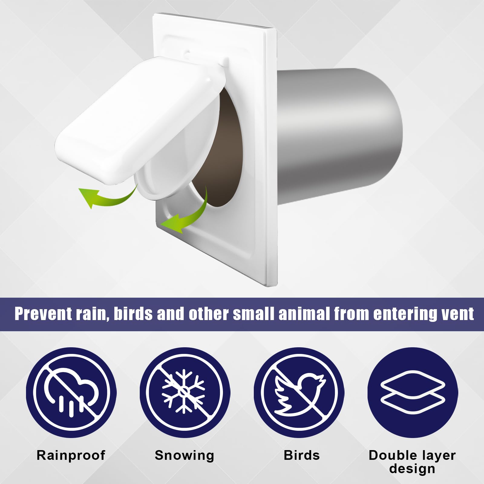 Dryer Exhaust Vent Cover, Dual Door Dryer Vent Guard with 4 Screws Outside Dryer Vent 4 inch Duct Cover - Image 3