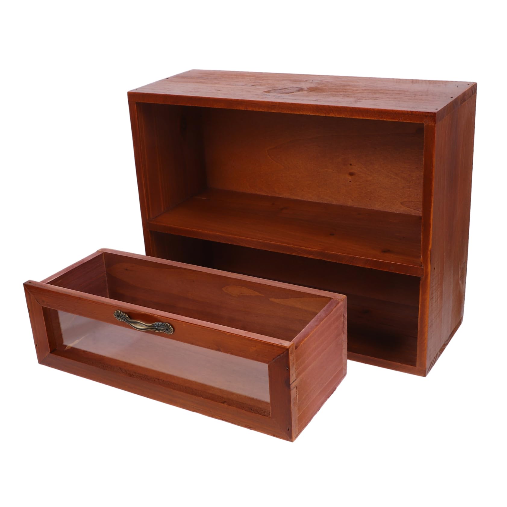 OSALADI Vintage Holz Aufbewahrungsbox mit Schublade Retro Kosmetik Organizer für Küchen und Badezimmerablage Multifunktionaler Kleiner Holzschrank