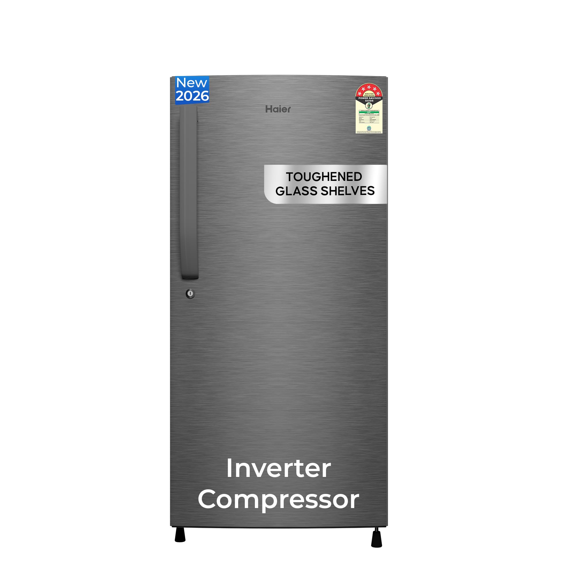 Haier 190 L 5 Star Direct Cool Inverter Single Door Refrigerator with Fast Ice Making, Easy Clean Back, Large Vegetable Box (HED-205DSA-P, Dazzle Steel, 2026 Model)