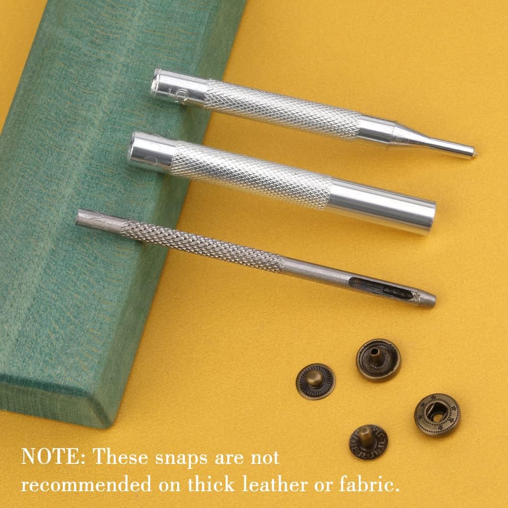 TLKKUE 50 Sets Leather Snap Fasteners Kit 10mm Bronze Metal Snap Buttons kit Stainless Steel with 4pcs Snap Fastener Installation Tools for Sewing Clothing, Bracelets, Jackets, Bags Belt, DIY Crafts