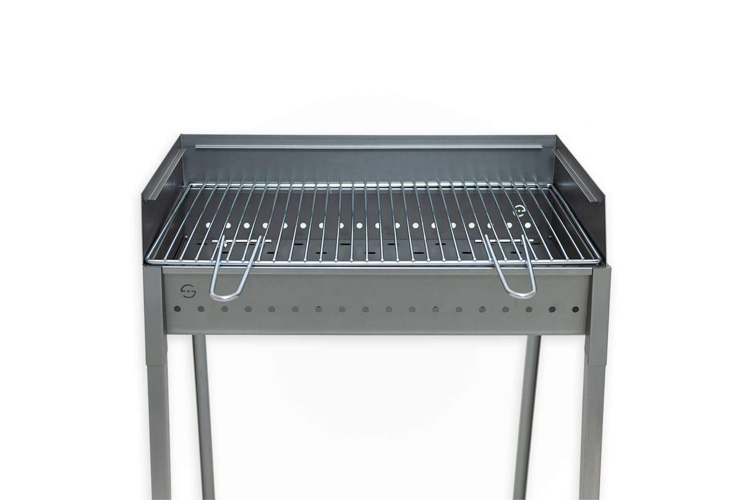 LISA s.r.l. Grill ze stali nierdzewnej Stromboli na węgiel zdejmowane stopy z grillem 60 cm x 40 cm