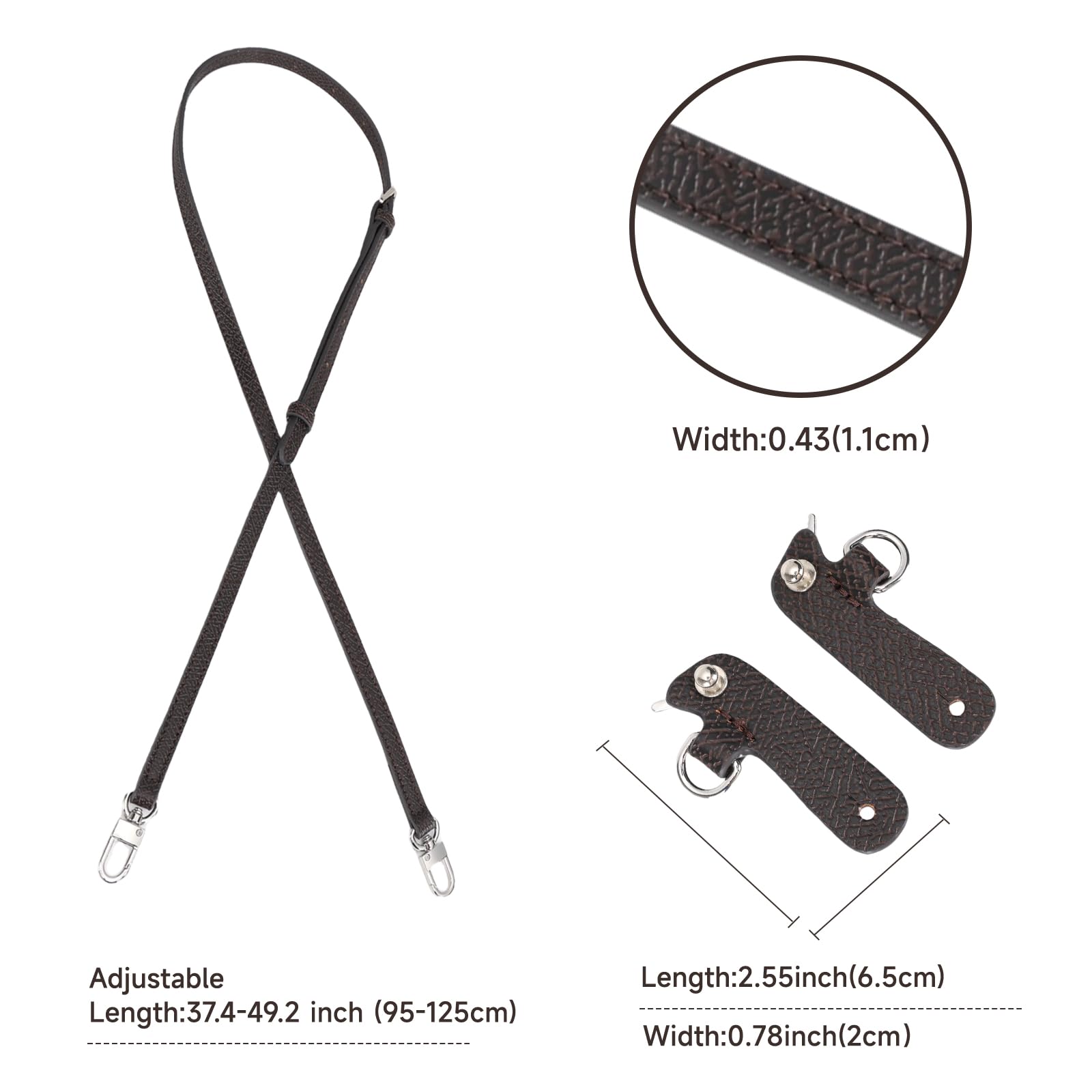 Handtaschengurte Ersatz, Leder Handtasche Crossbody Schultergurt Verstellbar für Longchomp Tasche Frauen