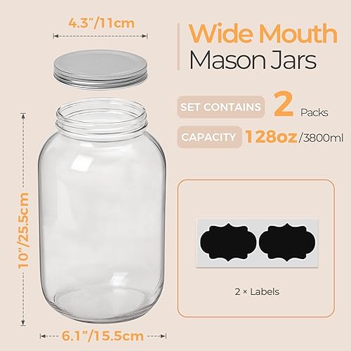 Miniatura 2 de ComSaf Tarros pequeños Mason de 8 onzas paquete de 8 tarro de boca regular con tapas y bandas de sellado tarro de conservas de vidrio de media pinta