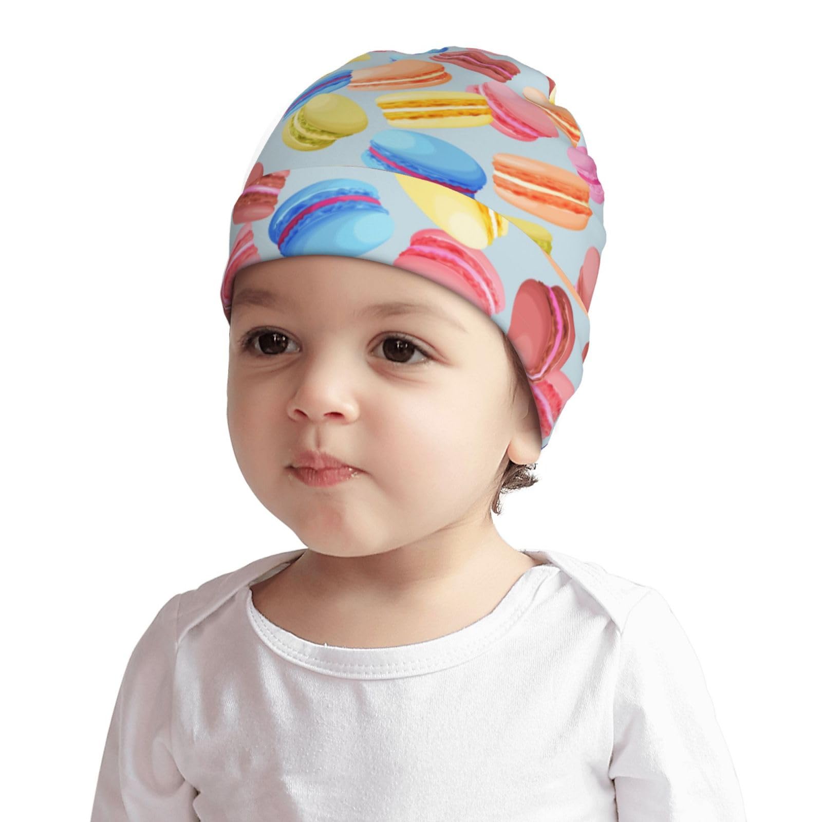 Rqzwdq Macaroon Pattern Kids Beanie Hats Warm Knit Beanie Cap Skull Caps Gifts Decor for Boys Girls