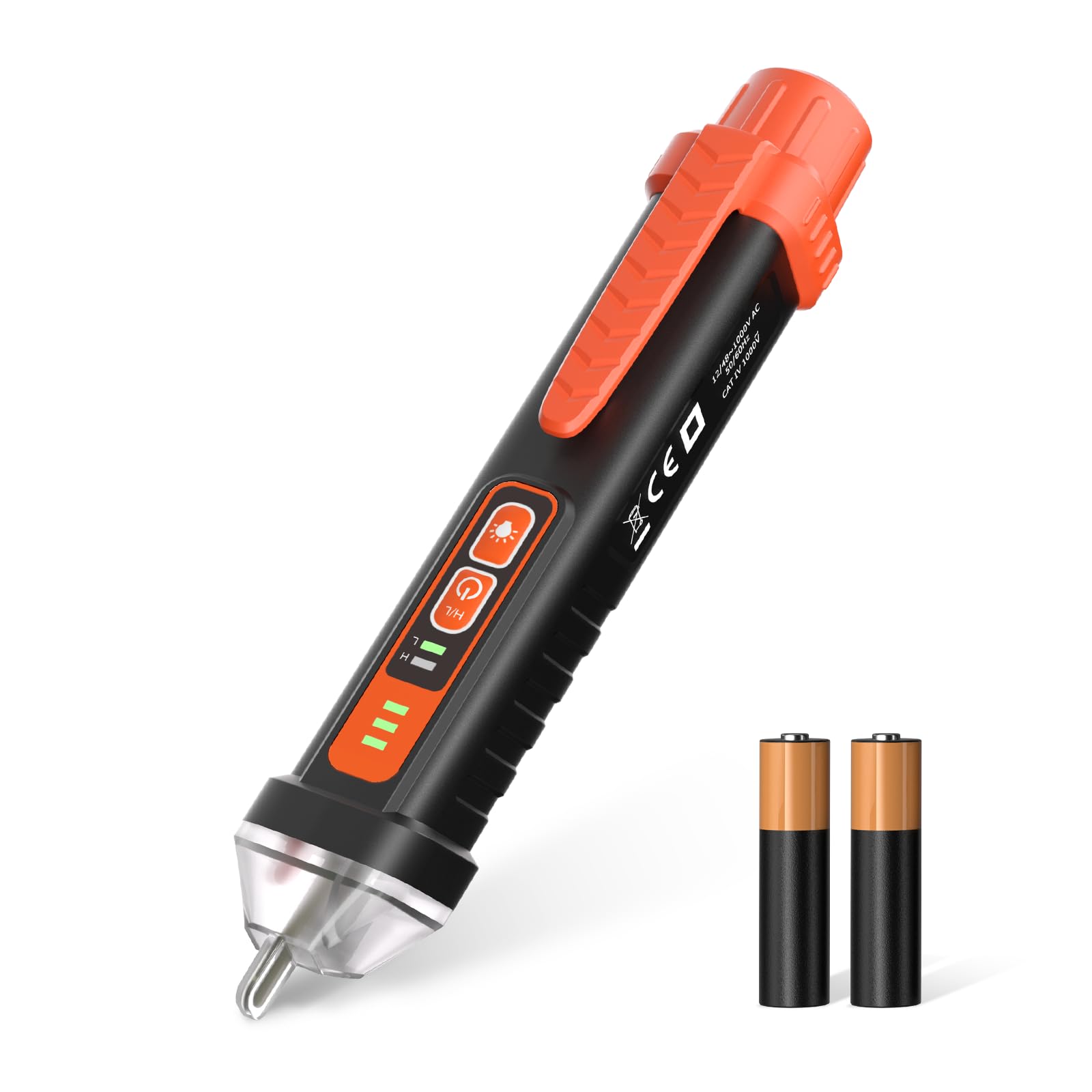 YOWEXA Voltage Tester Pen Dual Range AC 12/48-1000V, Non-Contact Electrical Tester with Sound Light Alarm, LED Flashlight, Low Battery Indicator & Auto Off