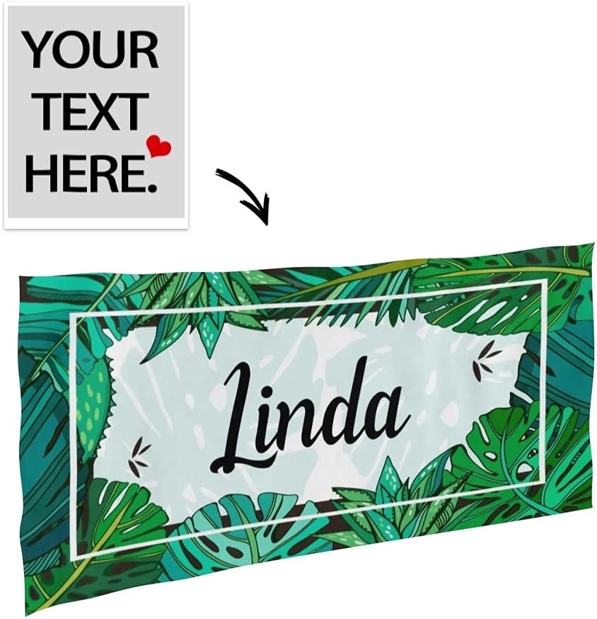 Florals Personalized Beach Towels, Hello Summer Custom Bath Towel with Name, Summer Cool Style Swimming Pool Towel for Adult Kid Women Men Girl Boy 30×60 inches