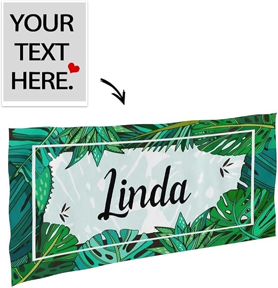 Florals Personalized Beach Towels, Hello Summer Custom Bath Towel with Name, Summer Cool Style Swimming Pool Towel for Adult Kid Women Men Girl Boy 3060 inches