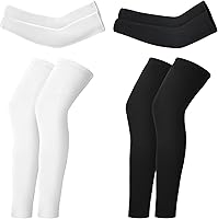 Geyoga 4 Pairs Kids Compression Leg & Arm Sleeves - Youth Basketball Cycling Sports Wraps, Non-Slip, Size M (12-14 Yrs)