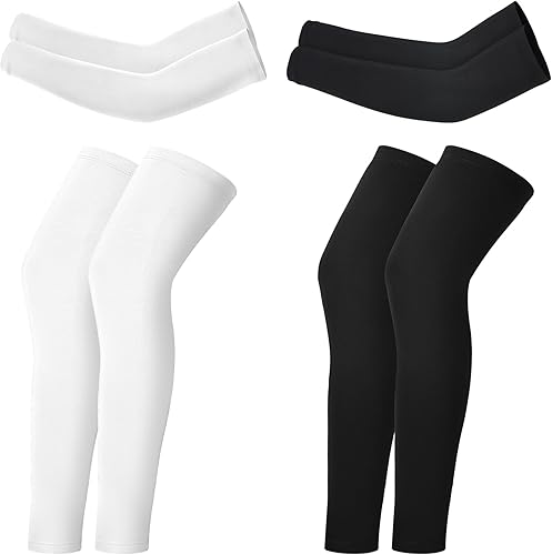 Miniatura 7 de Geyoga 4 pares de mangas de compresión y brazo para niños, para piernas y brazos, para ciclismo, baloncesto, deportes