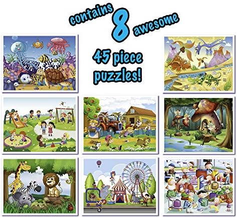 abeec 8 Puzzle Collection  8 x 45 Piece Jigsaw Puzzles for Kids 3+ - Childrens Jigsaws: Animal Jigsaw, Fairy Jigsaw, Dinosaur Jigsaw, Circus Jigsaw and More