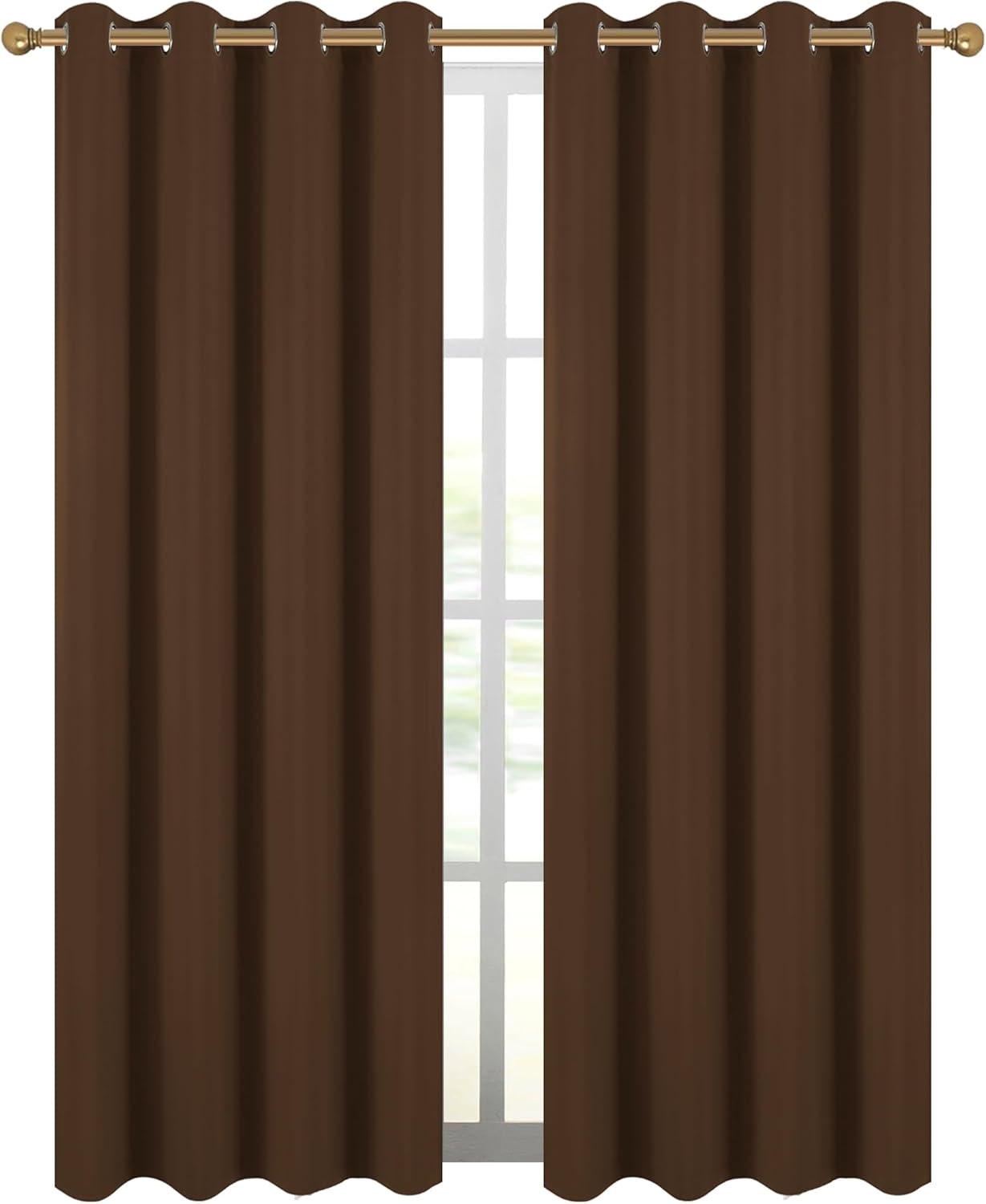 Diraysid Chocolate Brown Grommet Blackout Curtains for Bedroom Thermal Insulated Room Darkening Curtains Drapes, 52 x 95 inch, 2 Panels Chocolate Brown 52"W x 95"L (Pack of 2)
