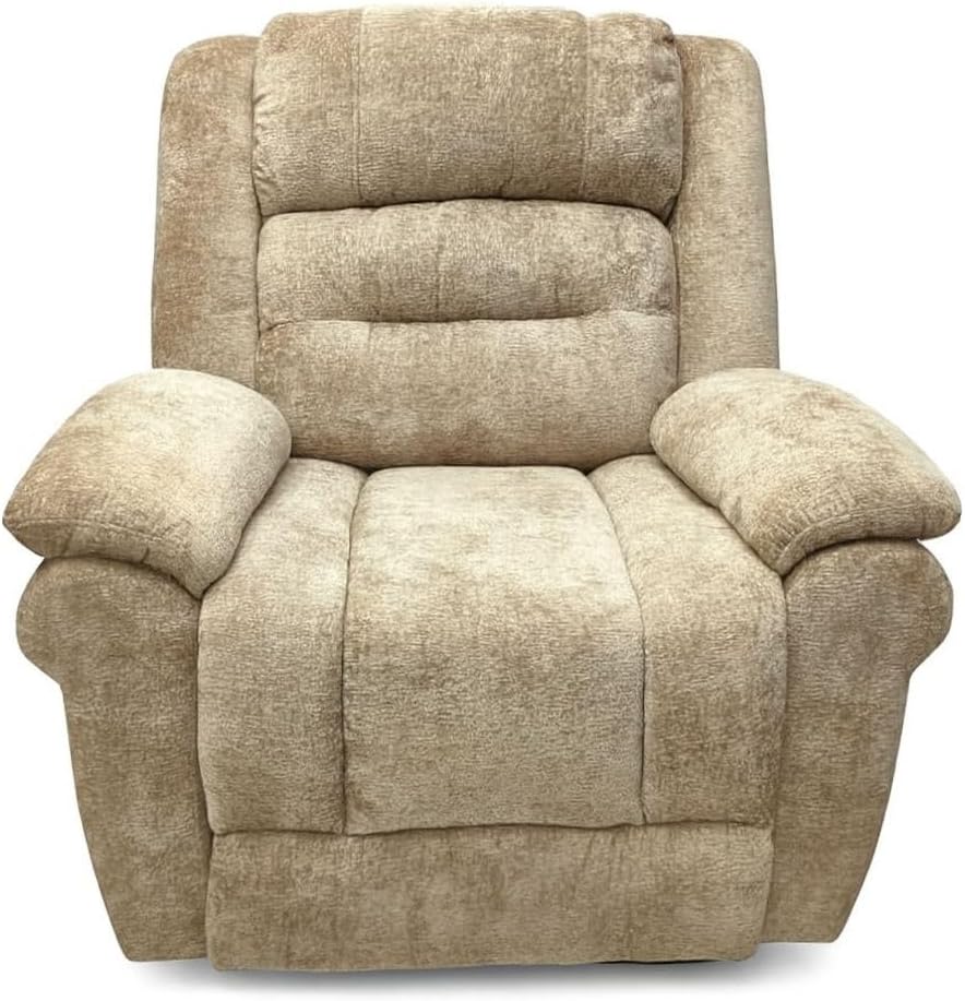 Multi Home Furniture Grey Recliner Chair – Lazy Sofa Chair with Manual Pull Handle, Side Pocket, 360° Swivel Rocking Motion Armchair, Velvet Fabric Recliner Sofa Single Sofa Chair for Living Room