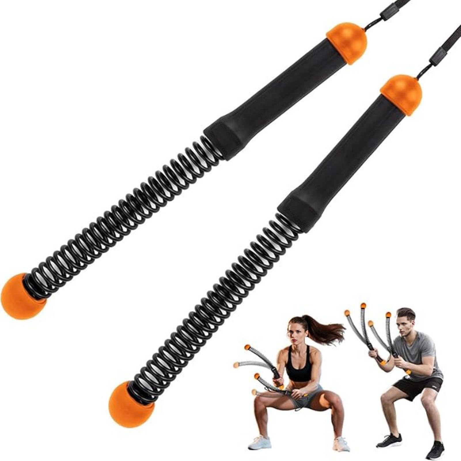 Weighted Ropeless Battle Ropes,Battle Ropes for Home Workout,Men Women Arm Exerciser for Indoor Outdoor Home Gym Office Strength Workout (Black Orange)