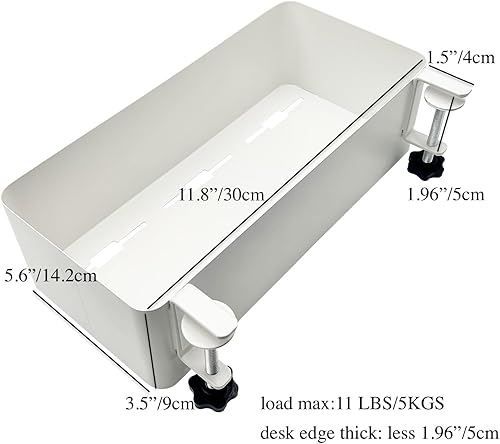 Miniatura 4 de Almacenamiento lateral de escritorio con capacidad para colgar hasta 11 lbls lateral del escritorio, abrazadera en el borde de la mesa para