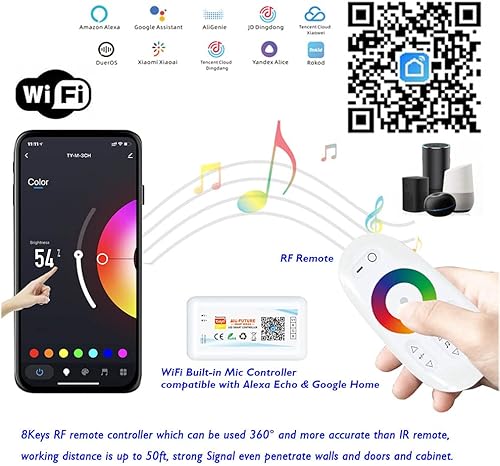 Miniatura 6 de Tira de luz LED RGB impermeable de 100 pies, 120 pies, 150 pies, 180 pies, 200 pies, 250 pies, 300 pies, 60 LEDsM 24 V, impermeable, para