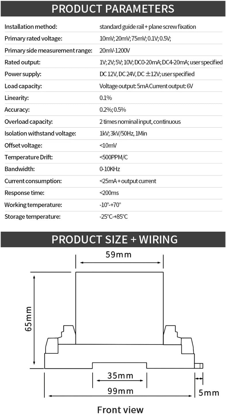 1pcs DC Voltage Transmitter 0-100V 0-200V 0-500V to RS485 4-20mA Relay AC Voltage Sensor DC24V Voltage Transducer DC24V(AC 0-200V)