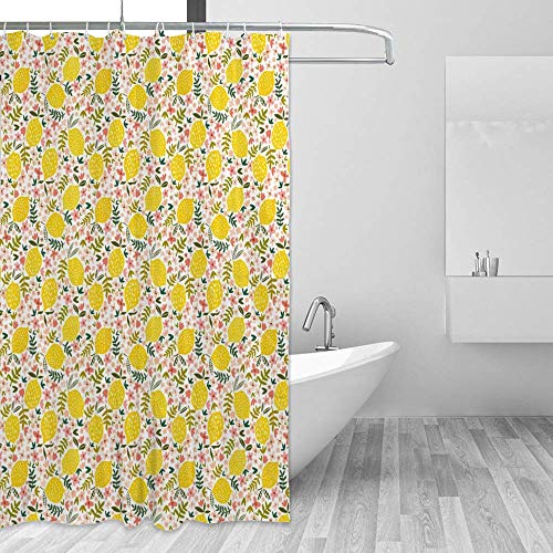 Rideau de douche jaune citron 183x183 cm en polyester lavable CHEHONG - 5