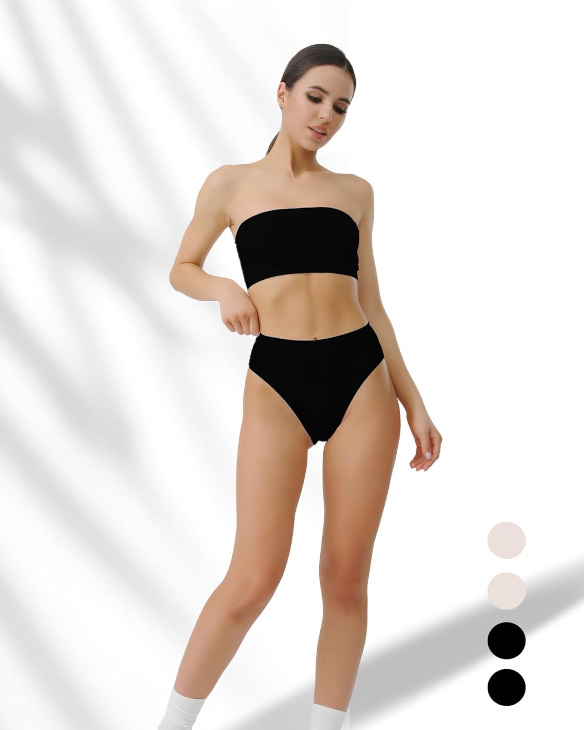 Women's Cotton Underwear High Waisted Cheeky Coverage High Cut Soft Breathable Cotton Briefs Plus Size 4 Pack - Image 3