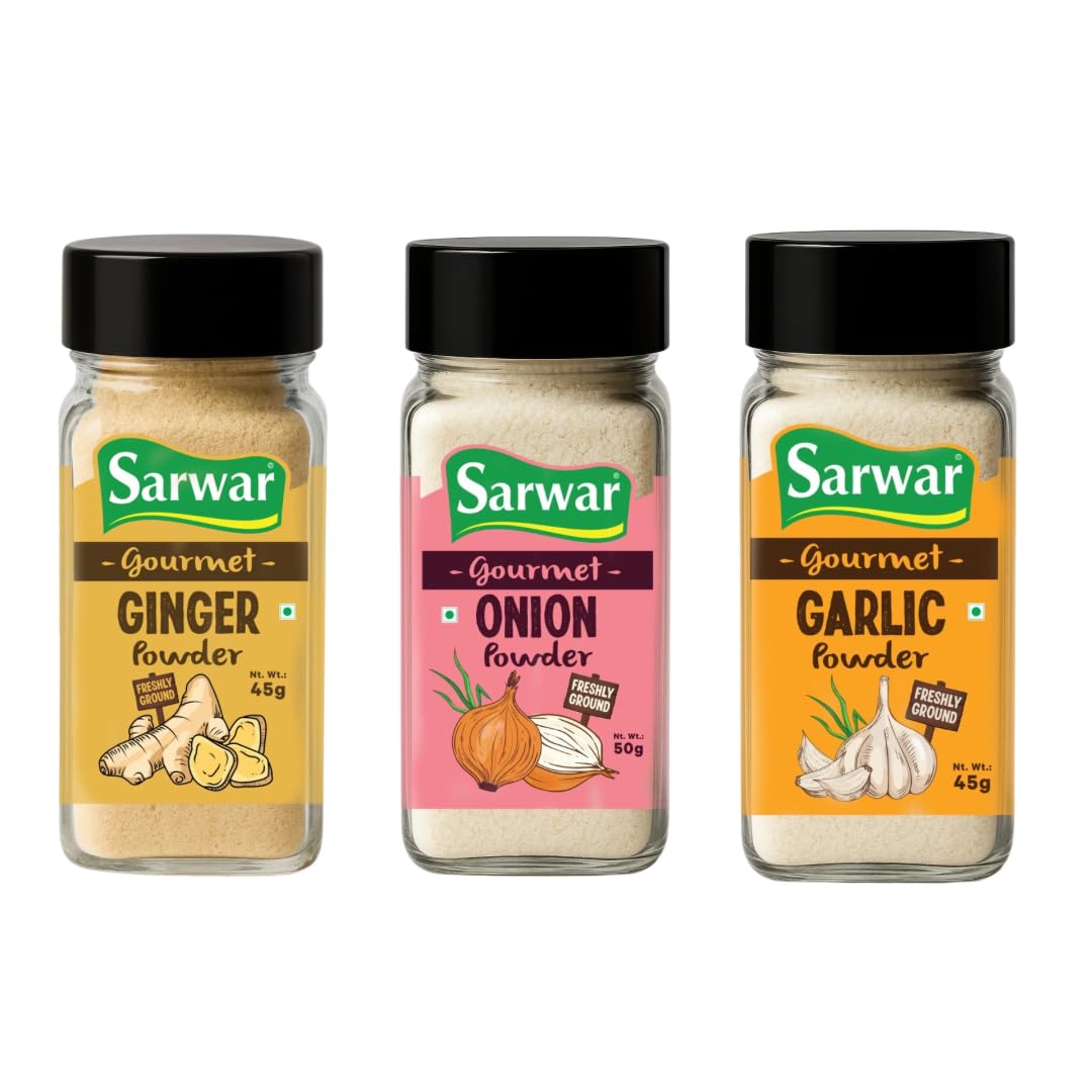 Sarwar Seasoning Combo – Ginger 45g, Onion 50g & Garlic 45g | Premium Dried & Crushed Spices for Cooking | Natural Flavor Enhancer for Indian & Continental Dishes-image-43