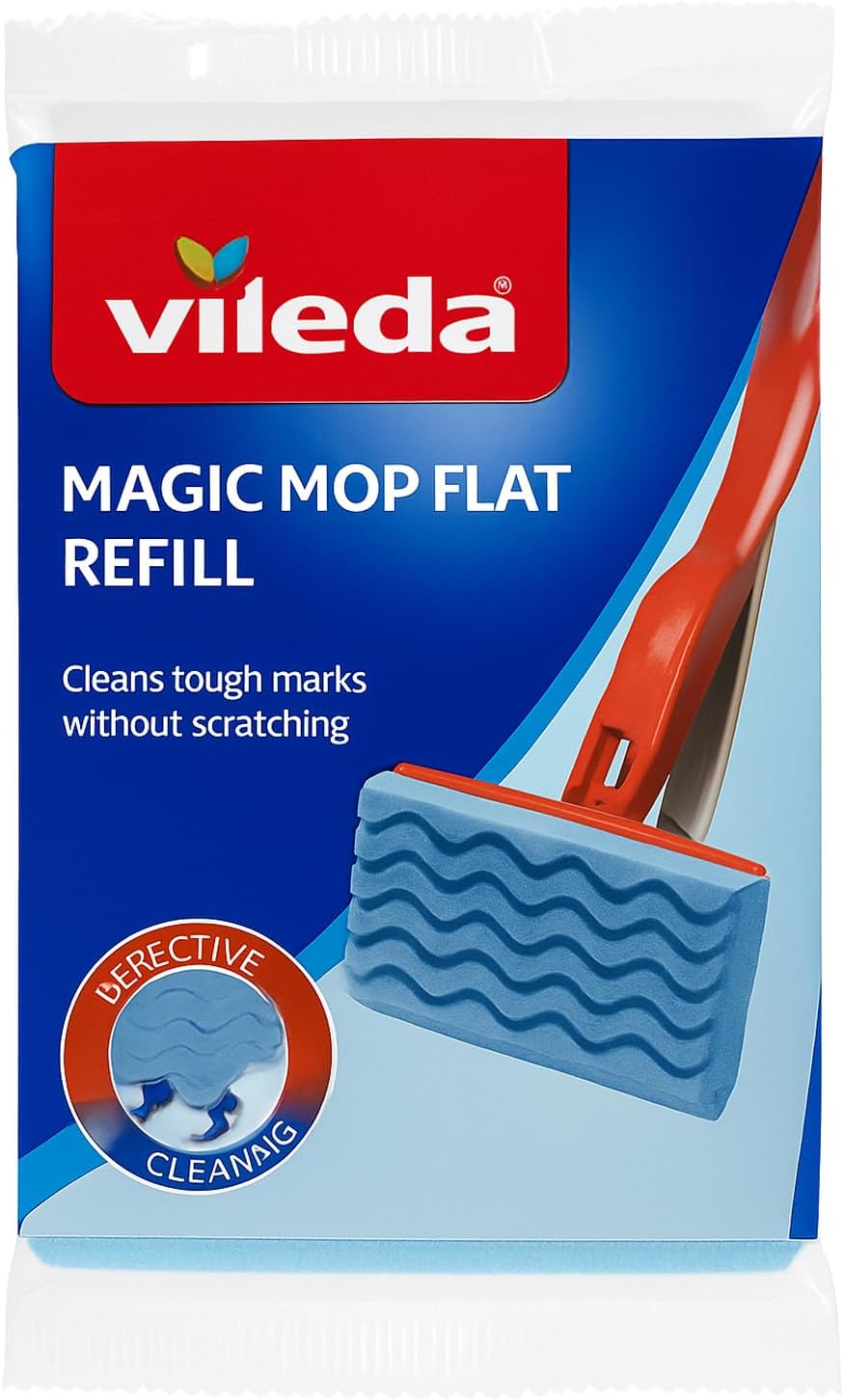 3 x Magic Mop Flat Refill, Sponge, Blue,