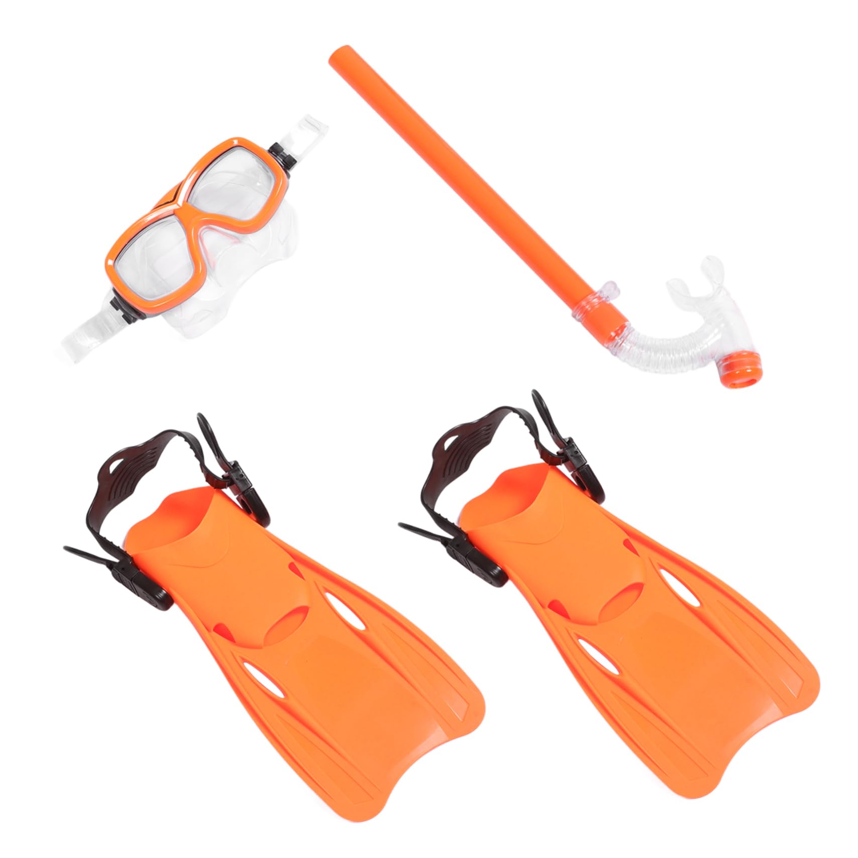 Equipo de Snorkel para Niños 1 Juego Naranja de Plástico | Gafas de Visión Amplia, Boquilla Ergonómica, Aletas Cortas para Nadar, Diseño Simple