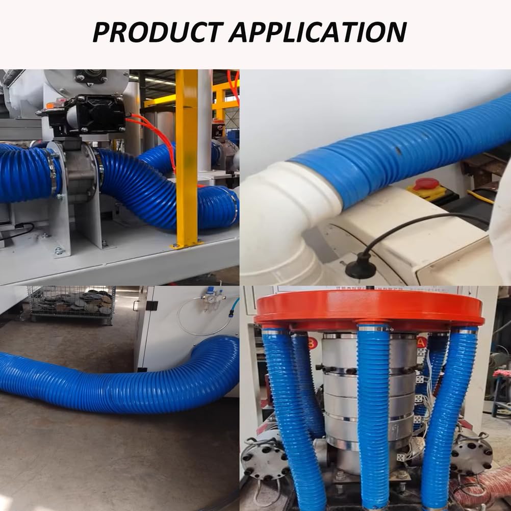 Manguera recolección Polvo Flexible PVC Azul, conducto ventilación Corrugado, Conector Manguera aspiradora Extensible 3 m Longitud, diámetro Interior de 30 mm a 80 mm,75mm