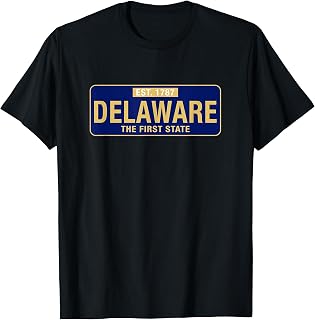 Delaware License Plate - Great Gift Idea - Car Enthusiast T-Shirt