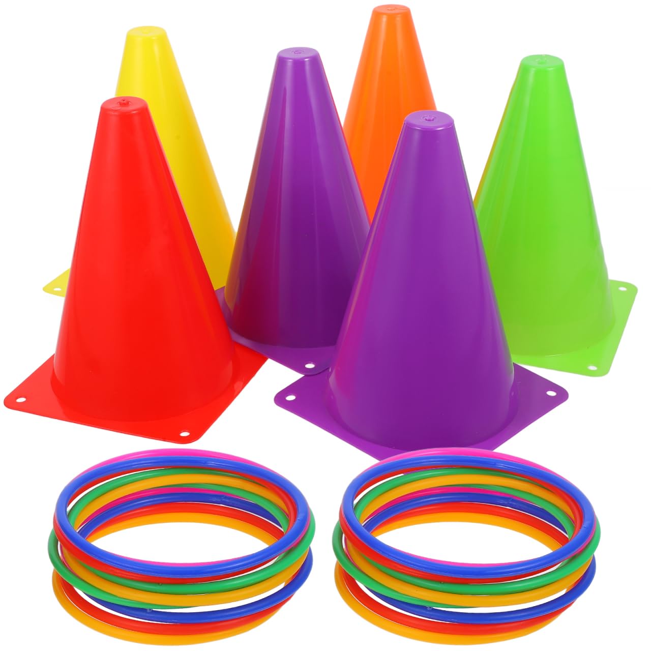 Conos De Plástico para Lanzamiento con Anillos Juego De Entrenamiento Deportivo para Niños, Seguro y Duradero, Ideal para Fiestas Infantiles, Actividades Al Aire Libre y Entrenamiento Sensorial
