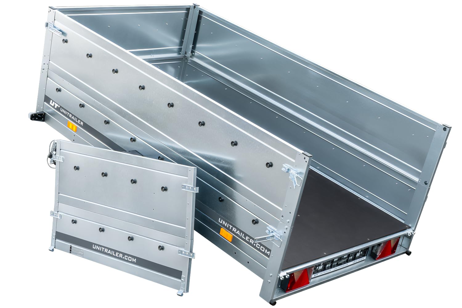UNITRAILER Robuster Anhänger mit Kippfunktion, 750 kg Zuladung, 2304 x 1256 cm Ladefläche, Bordwände