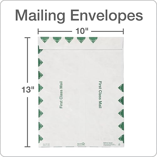 Miniatura 3 de Quality Park R1590 Survivor Tyvek USPS First Class Mailer, 10 x 13, blanco, paquete de 100