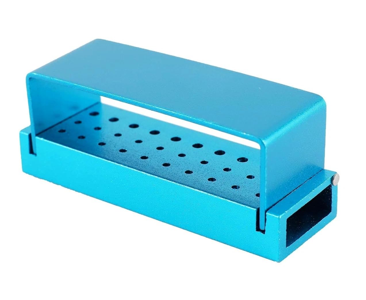 30 Holes Dental Disinfection Burs Holder Station, Bur Block Organizer with Cover (5, Silver)