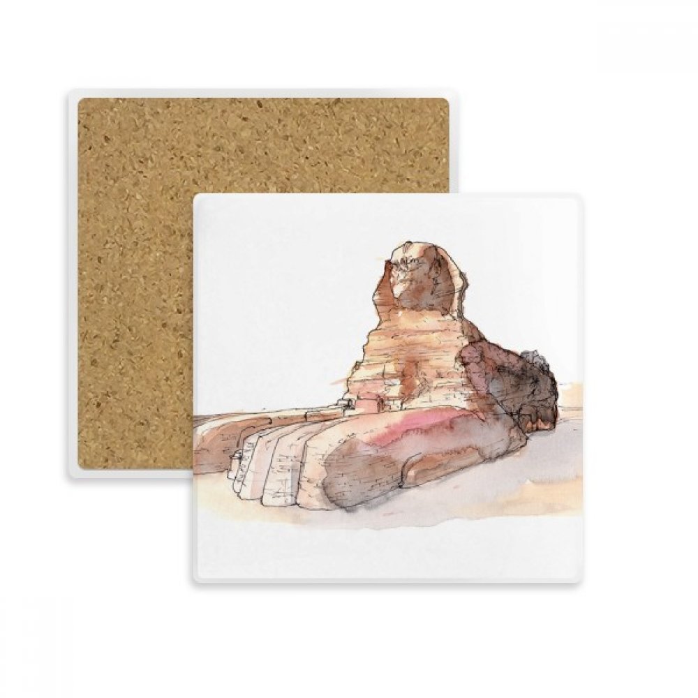 Coaster Sphinx de Gizeh dessous de verre absorbant multicolore en pierre pour tasse et boisson