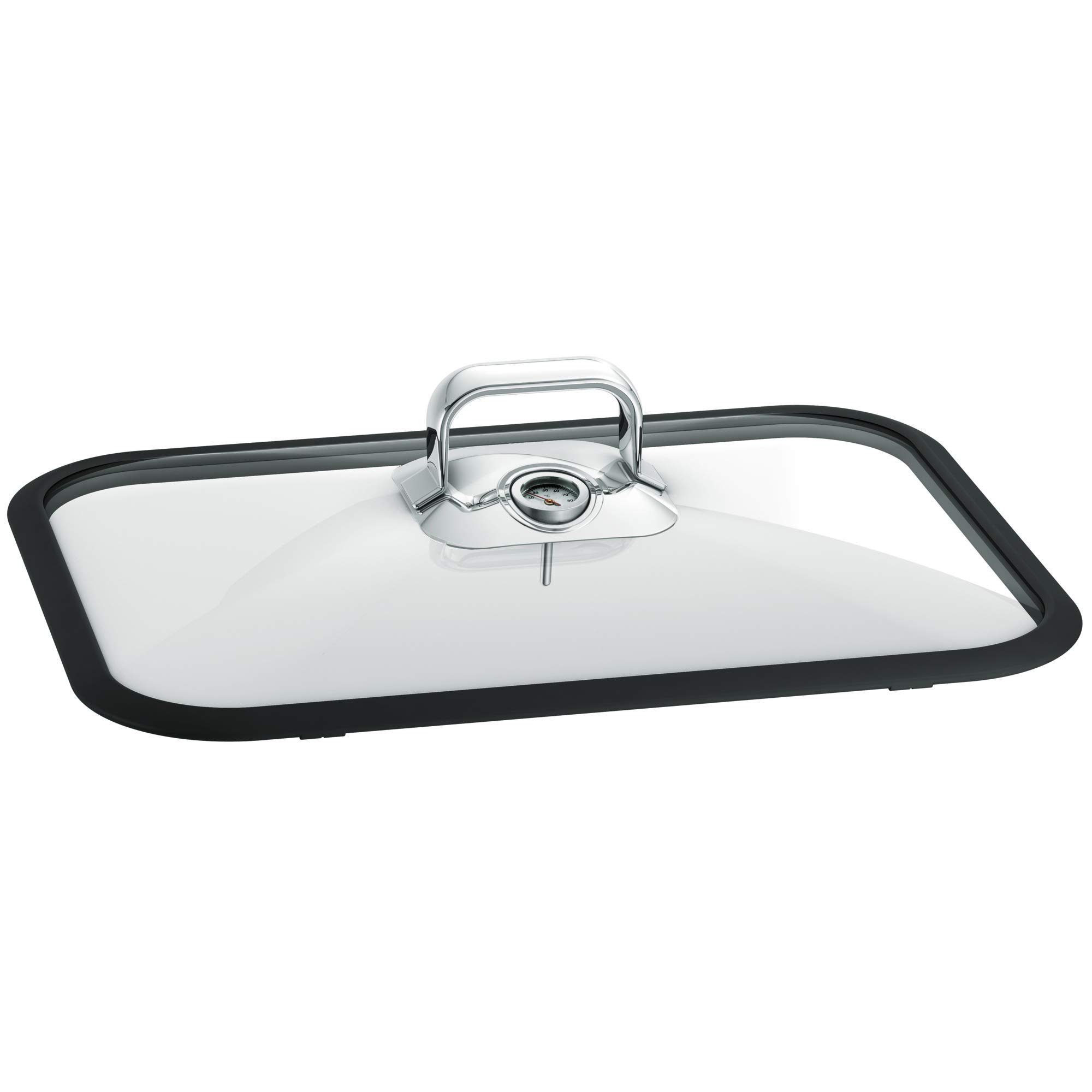 WMF Vitalis Aroma - Pentola a vapore, a induzione, 41 x 27 x 10 cm, teglia da 6,5 l, pinza da servizio, coperchio in vetro, bordo in silicone, termometro, casseruola in acciaio inox Cromargan non
